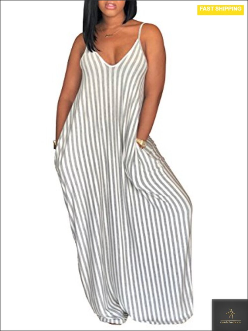 Plus Size Sleeveless Floral Print Maxi Dress with Pockets Boho Beach Cover Up